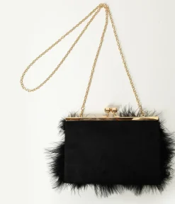 Black Fur Clutch Bag