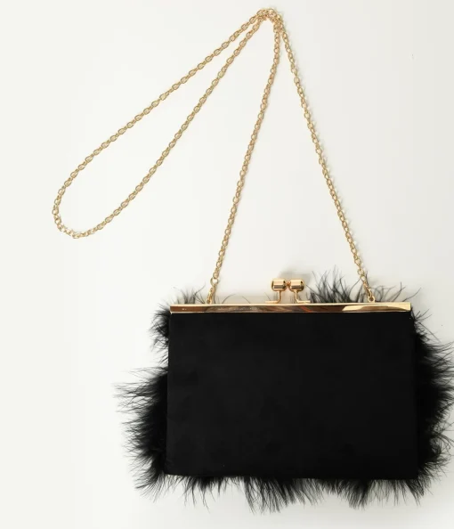 Black Fur Clutch Bag