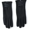 Black Leather Bows Texting Gloves