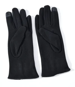 Black Leather Bows Texting Gloves
