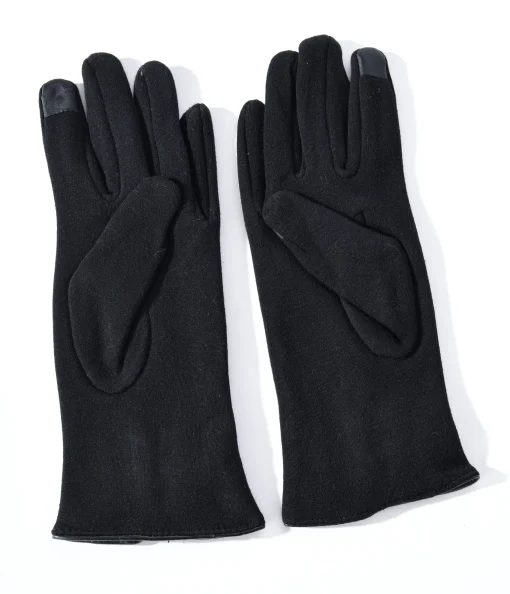 Black Leather Bows Texting Gloves
