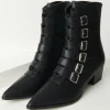 Black Leatherette Buckle Coven Boots