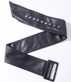 Black Leatherette Chunky Belt