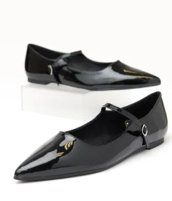 Black Mary Jane Pointed Toe Flats