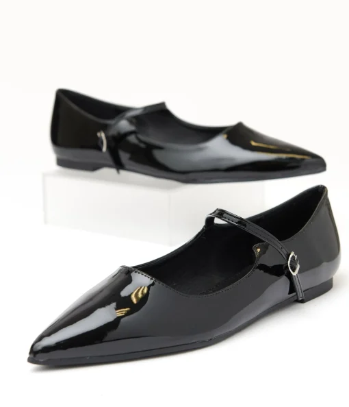 Black Mary Jane Pointed Toe Flats