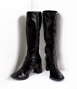 Black Patent Knee High Go Go Boots