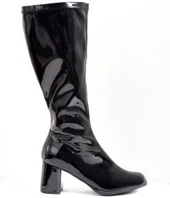 Black Patent Knee High Go Go Boots