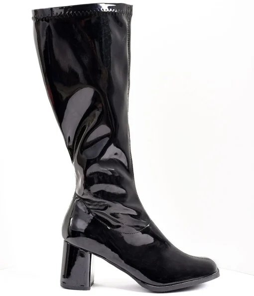 Black Patent Knee High Go Go Boots
