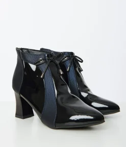Black Patent Leatherette Pointed Toe Booties