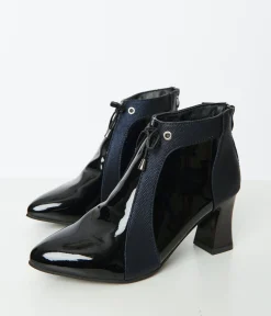 Black Patent Leatherette Pointed Toe Booties