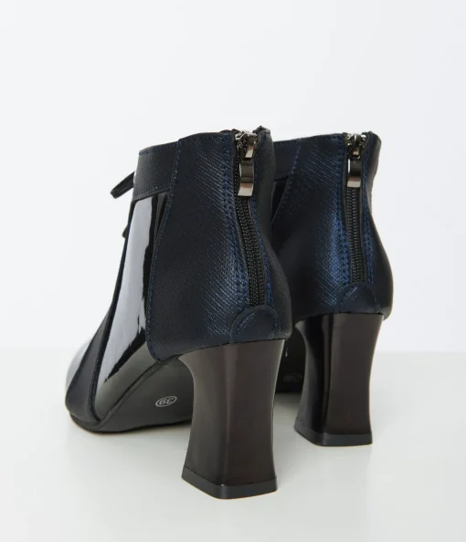 Black Patent Leatherette Pointed Toe Booties