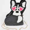 Black Puppy Leatherette Crossbody Bag