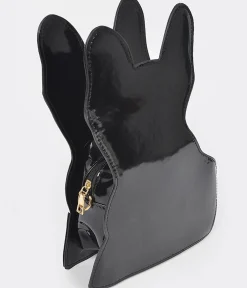 Black Puppy Leatherette Crossbody Bag