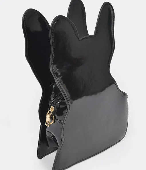 Black Puppy Leatherette Crossbody Bag