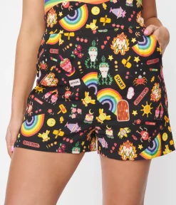Black Reese Video Game High Waisted Shorts