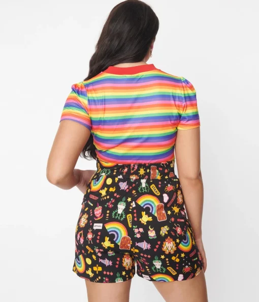Black Reese Video Game High Waisted Shorts