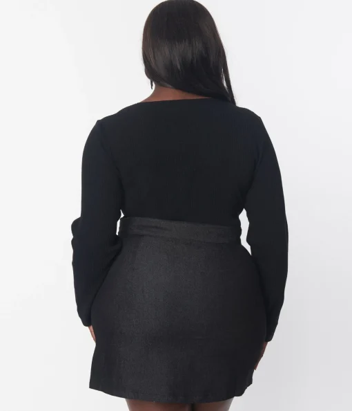 Black Ribbed Sweater Bodysuit