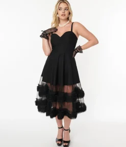 Black Roman Holiday Tulle Swing Dress