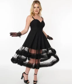 Black Roman Holiday Tulle Swing Dress