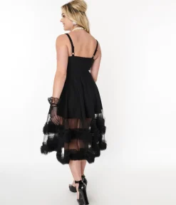 Black Roman Holiday Tulle Swing Dress