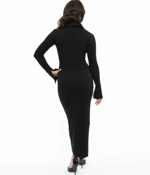 Black Salem Spiderweb Collar Maxi Dress
