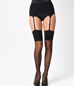 Black Sheer Garterbelt & Stocking Set