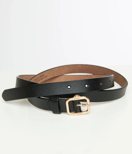 Black Skinny Leatherette Belt