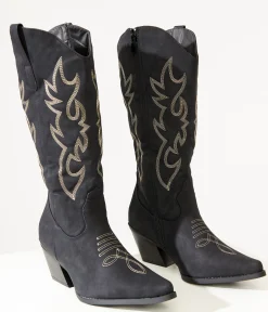 Black Suede Cowboy Boots