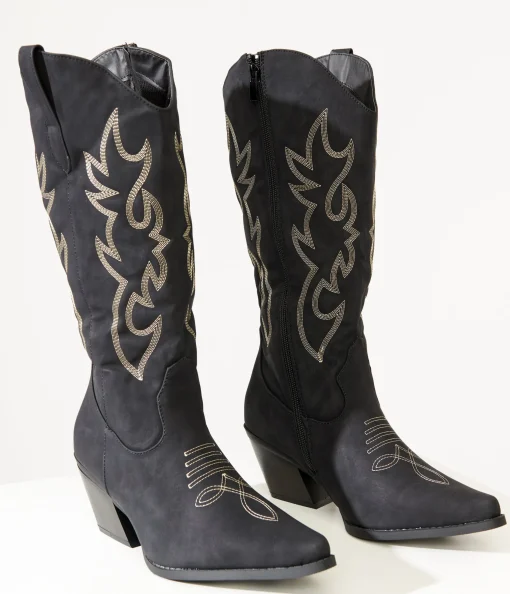 Black Suede Cowboy Boots