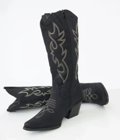 Black Suede Cowboy Boots