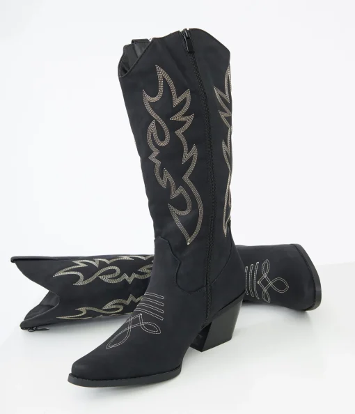 Black Suede Cowboy Boots