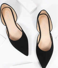 Black Suede Pointed Toe Flats