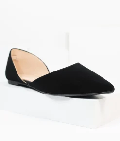 Black Suede Pointed Toe Flats