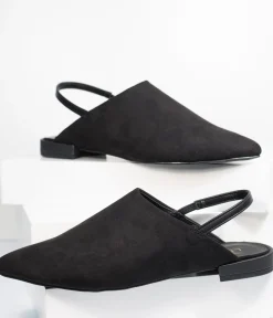Black Suede Pointed Toe Slingback Flats