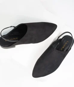 Black Suede Pointed Toe Slingback Flats