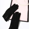 Black Wrist Length Buttons Texting Gloves