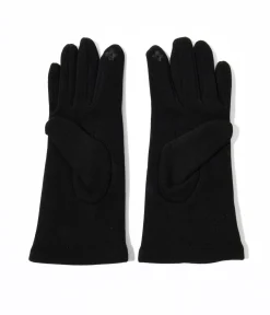 Black Wrist Length Buttons Texting Gloves