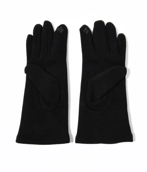 Black Wrist Length Buttons Texting Gloves