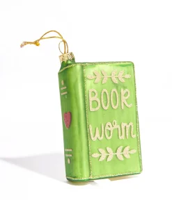 Book Worm Glass Ornament