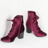 Bordeaux Purple Velvet Lace Up Bootie