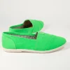 Bright Green Canvas Casual Loafer Flats