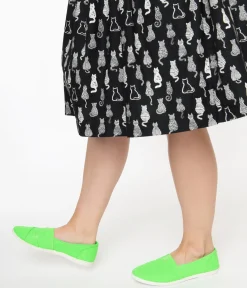 Bright Green Canvas Casual Loafer Flats