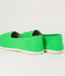 Bright Green Canvas Casual Loafer Flats
