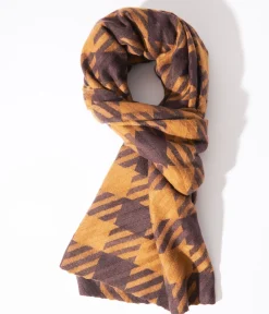 Brown & Mustard Checkered Scarf