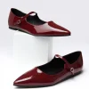 Burgundy Mary Jane Pointed Toe Flats