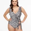 Cheetah Print Wrap One Piece Swimsuit