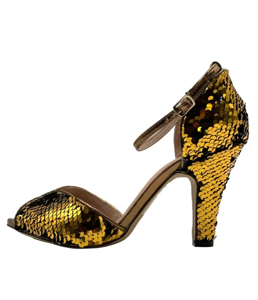 Chelsea Crew Black & Gold Sequin Lola Pumps