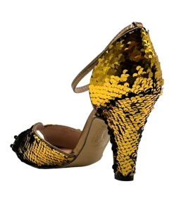 Chelsea Crew Black & Gold Sequin Lola Pumps