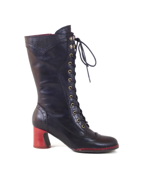 Chelsea Crew 1930s Black Leatherette Knee High Gaston Boots