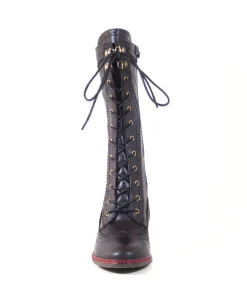 Chelsea Crew 1930s Black Leatherette Knee High Gaston Boots